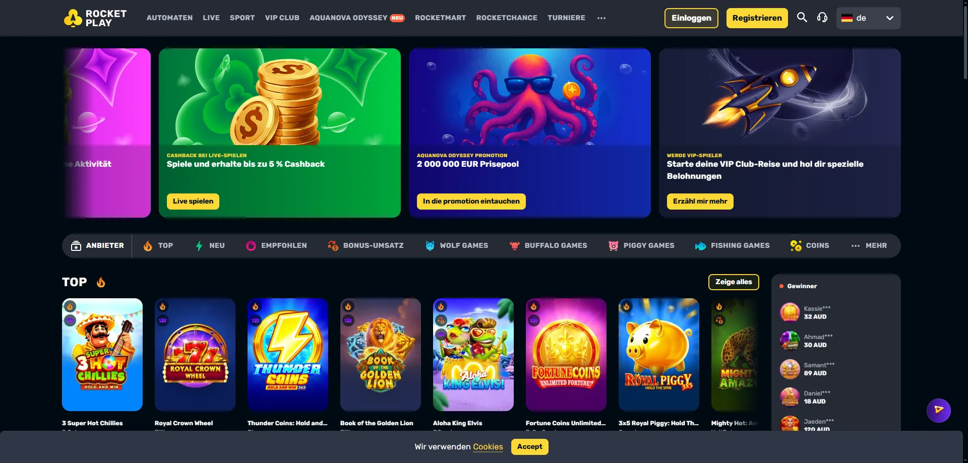 Rocketplay Casino online casino homepage for Australian players 2026