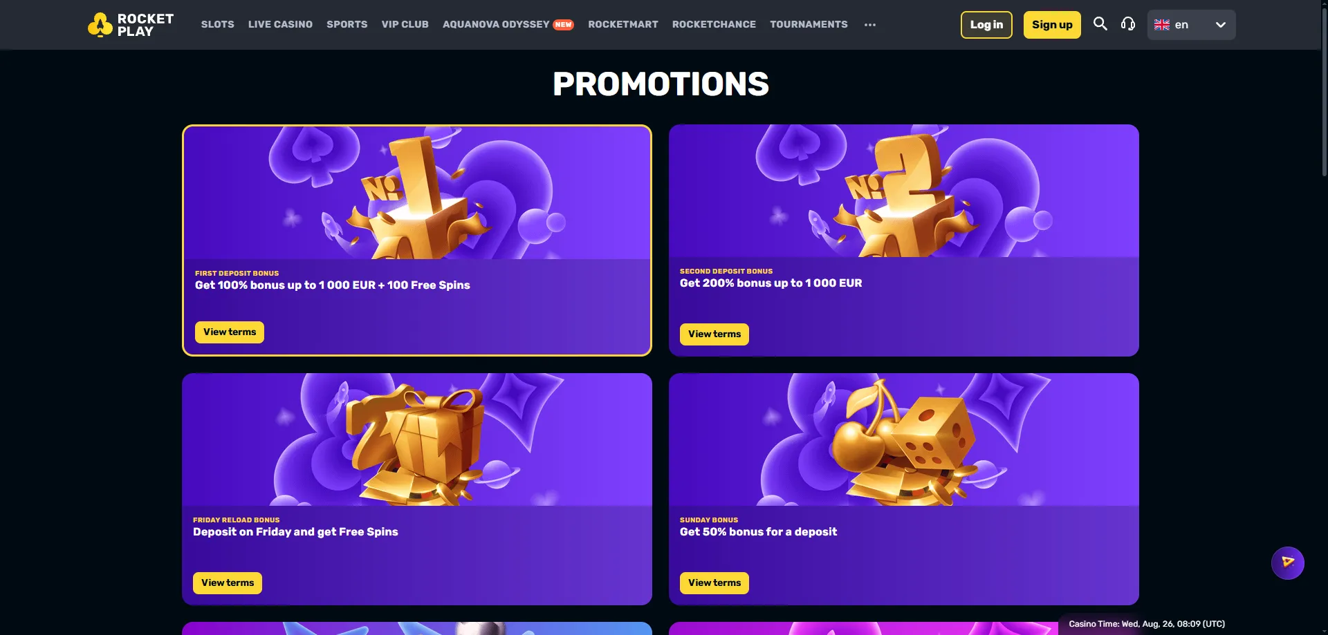 Rocketplay Casino welcome bonus 1000 AUD and free spins offer