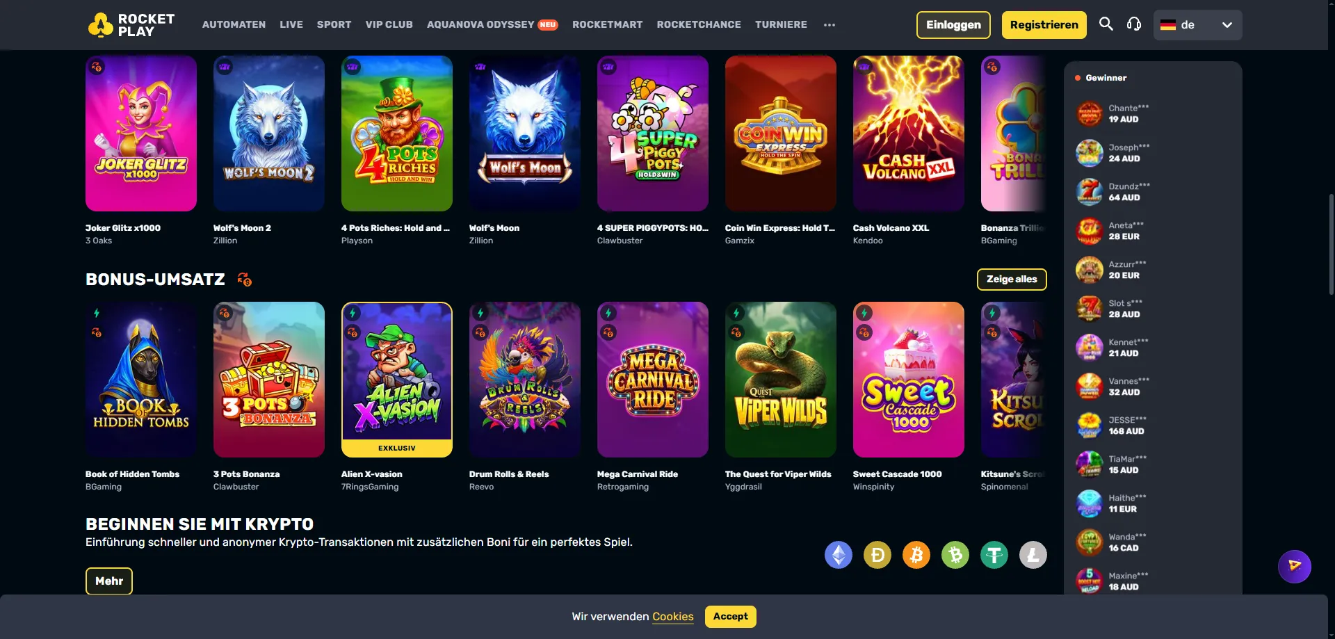 Rocketplay Casino pokies and slot game categories overview